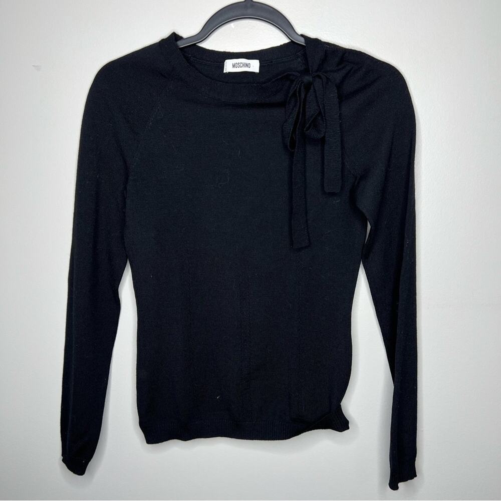 MOSCHINO Black Bow Neck Wool Sweater 4